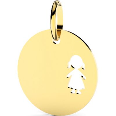 Médaille petite fille ajourée personnalisable (or jaune 375°)  par Lucas Lucor