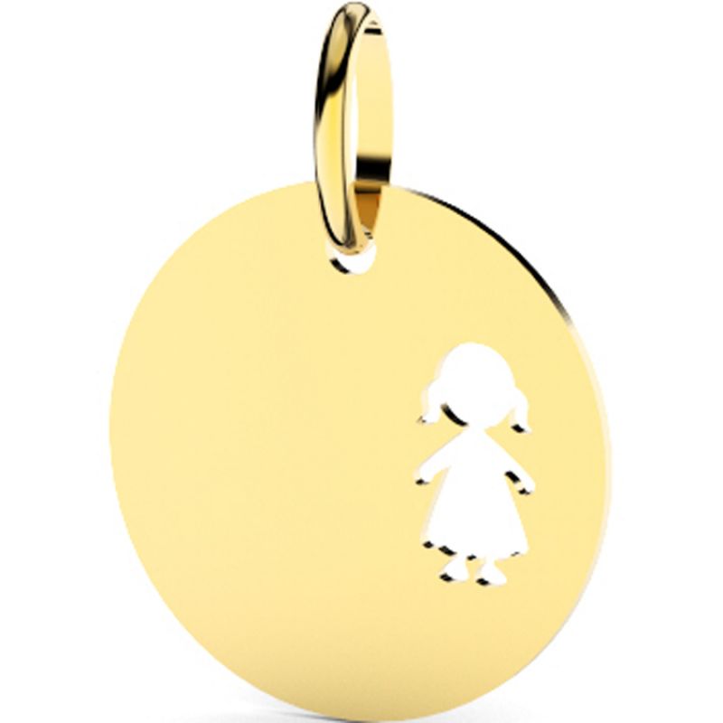 Médaille petite fille ajourée personnalisable (or jaune 375°) Lucas Lucor