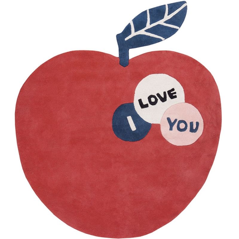 Tapis coton pomme I love you (135 cm) Lilipinso