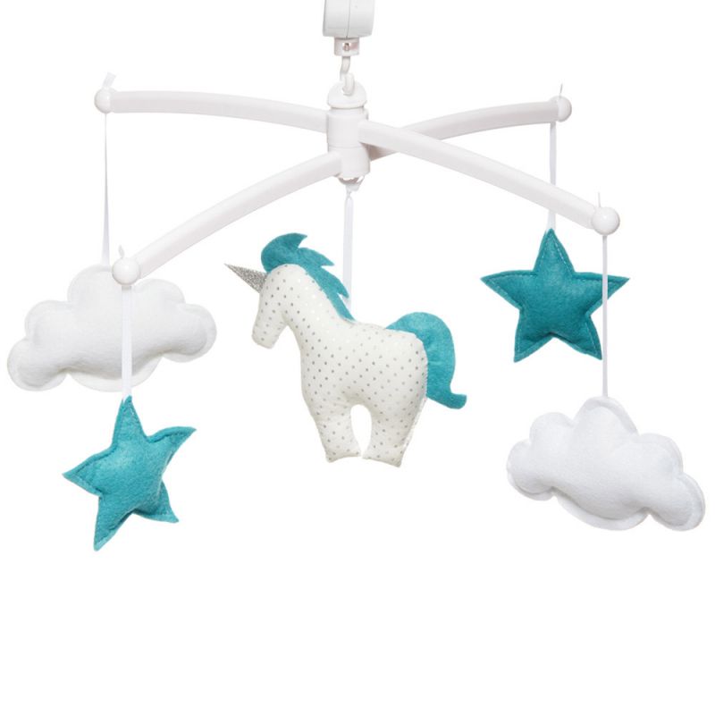 Mobile musical licorne bleu paon (mélodie au choix) Pouce et Lina