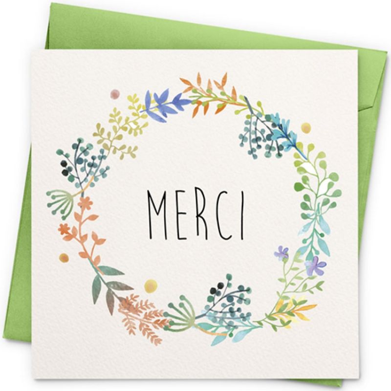 Carte Merci fleurs (13 x 13 cm) La Poupette à paillettes