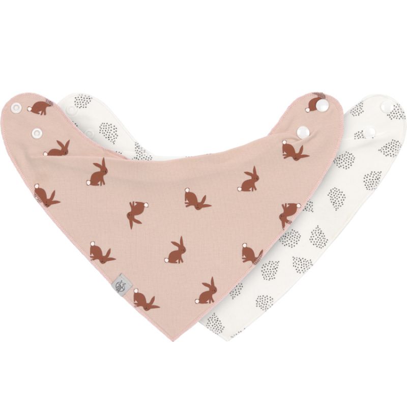 Lot de 2 bavoirs bandanas col bénitier Little Forest Lapin Lässig