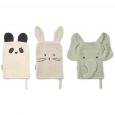 Lot de 3 gants de toilette Sylvester Dove Blue Mix - Liewood