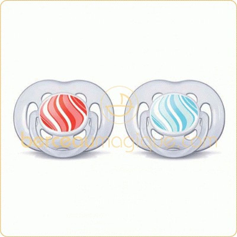 Lot de 2 sucettes orthodontiques aérées  6-18 mois (rouge et bleue) Philips AVENT