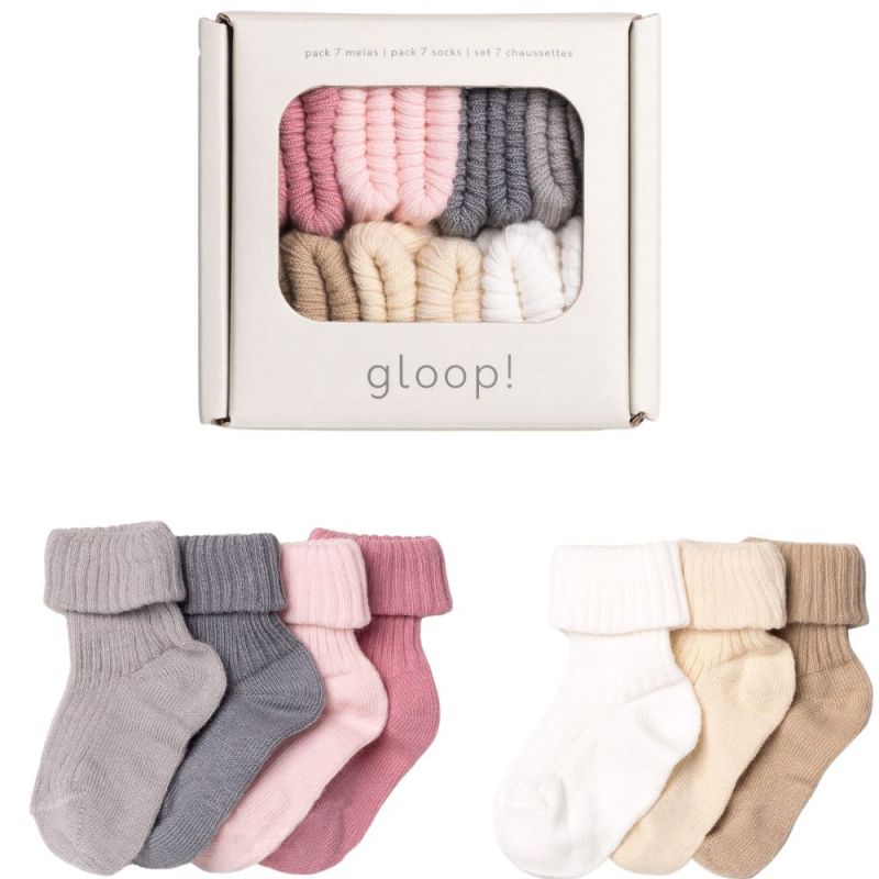 Lot de 7 paires chaussettes soft pink (0-3 mois) Gloop !