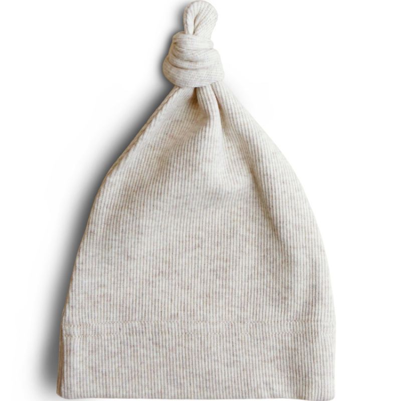 Bonnet de naissance côtelé Beige Mushie