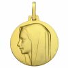 Médaille ronde Vierge profil 16 mm (or jaune 750°) - Premiers Bijoux