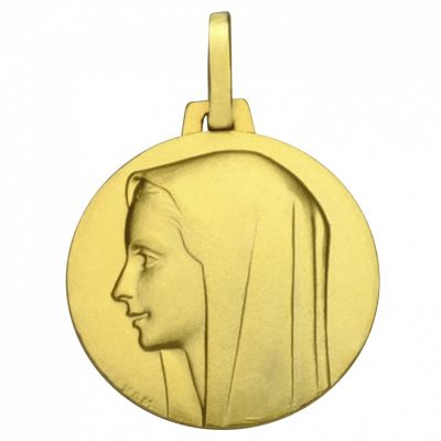 Médaille ronde Vierge profil 16 mm (or jaune 750°)  par Premiers Bijoux