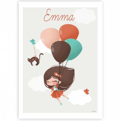 Carte A5 Dans les nuages fille (personnalisable) Kanzilue