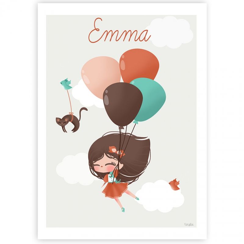 Carte A5 Dans les nuages fille (personnalisable) Kanzilue