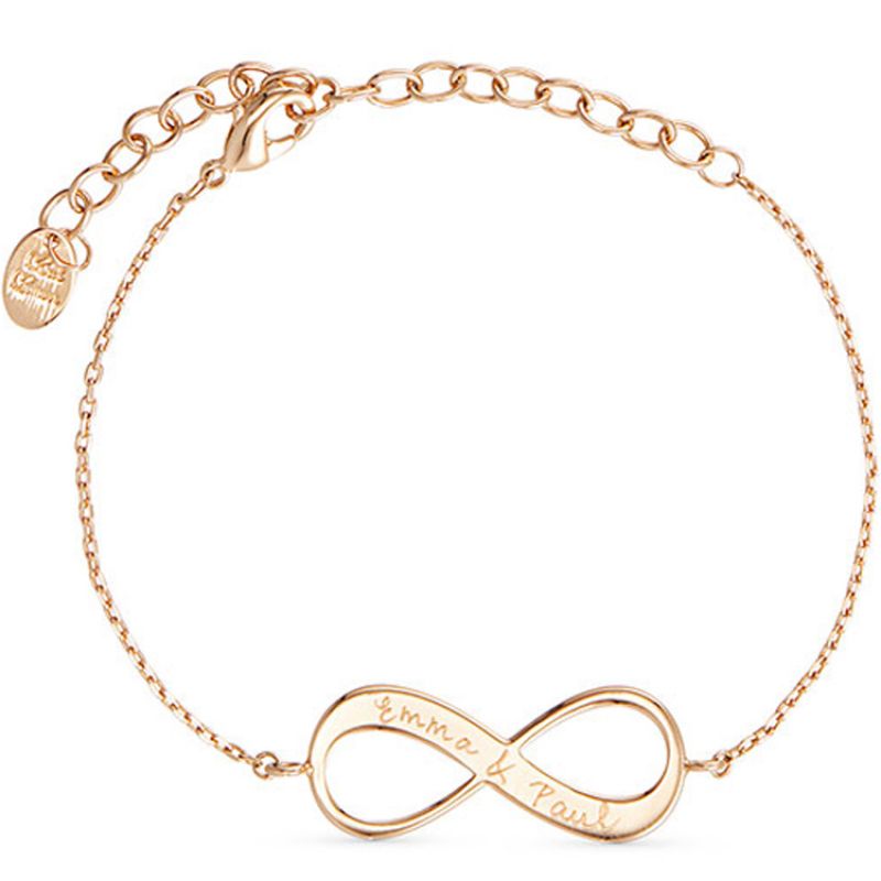 Bracelet Infinity sur chaîne personnalisable (plaqué or) Merci Maman