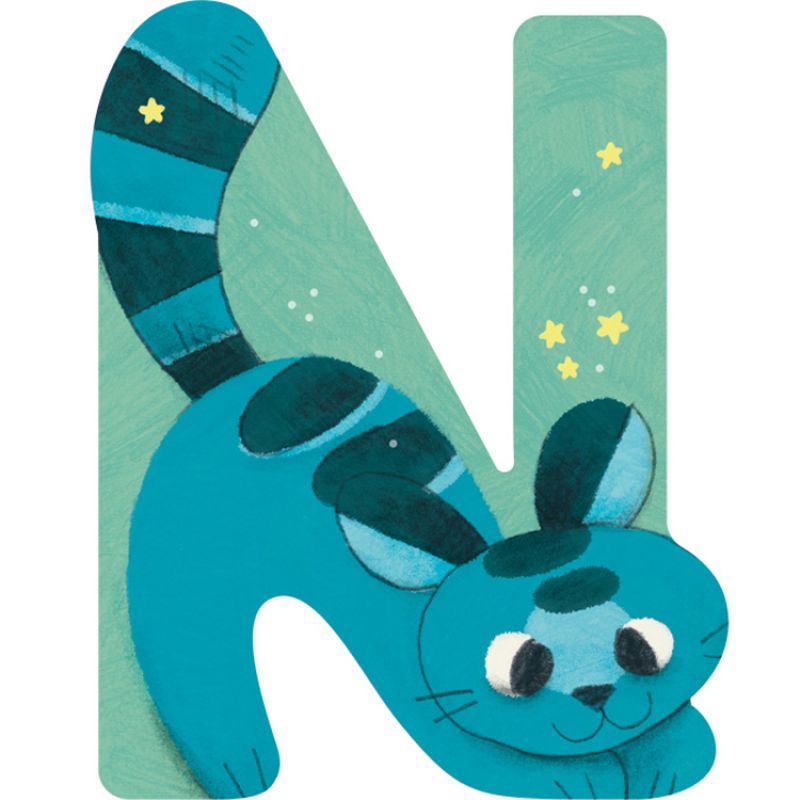 Lettre N en bois Tigre bleu Moulin Roty