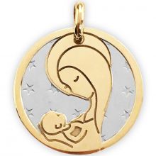 Médaille Vierge à l'enfant personnalisable (acier et or jaune 375°)  par Lucas Lucor