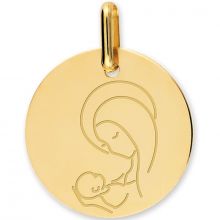 Médaille Vierge à l'enfant personnalisable (or jaune 375°)  par Lucas Lucor