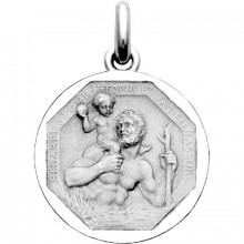 Médaille Saint Christophe (sur l'épaule)  (or blanc 750°)  par Becker