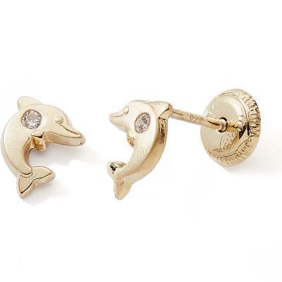 Boucles d'oreilles à vis Dauphin (or jaune 9 carats)  par Baby bijoux