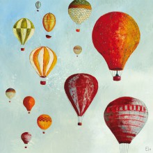Tableau Montgolfières in volo by Manuela Magni (30 x 30 cm)  par Lilipinso