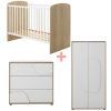 Trio Lit 60x120 cm et Commode 3 tiroirs + Armoire 2 portes Châtaignier naturel Basile Galipette Produit 1