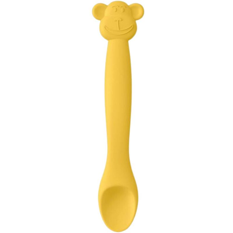 Cuillère enfant flexible silicone singe jaune Suavinex