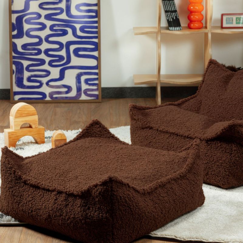 Pouf Ottoman Square Warm Hazel molletonné Wigiwama Ambiance 4