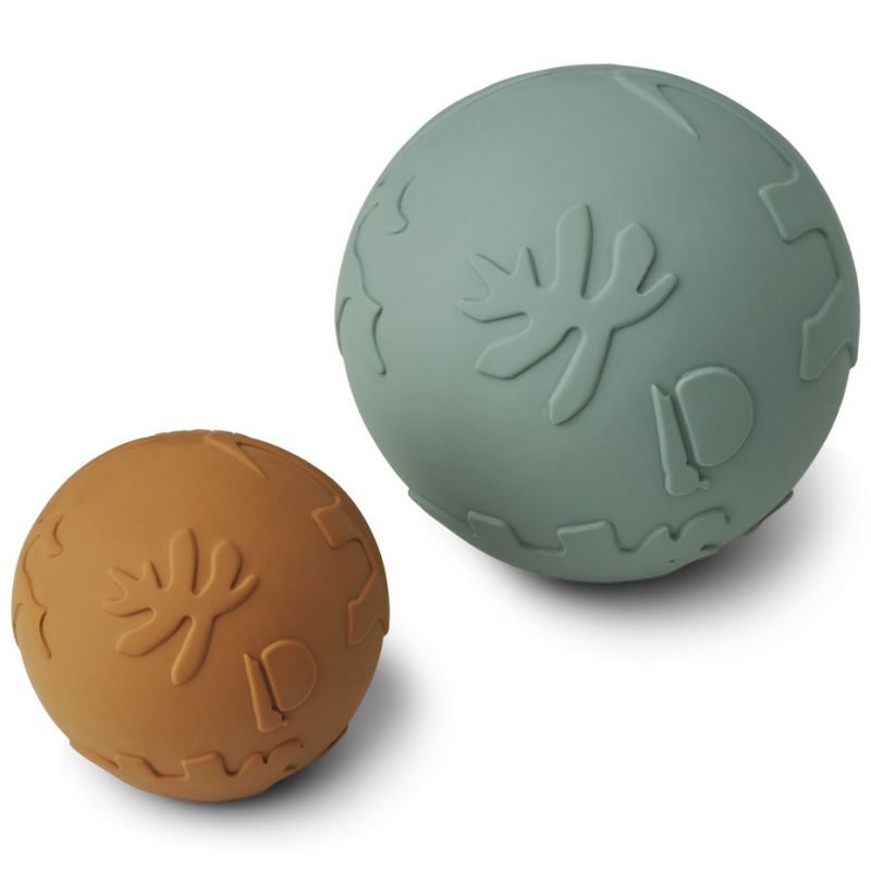 Lot de 2 balles en caoutchouc Thea dino mustard peppermint mix Liewood