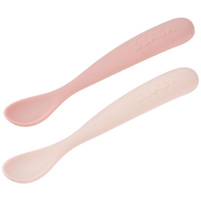 Lot de 2 cuillères silicone 1er âge avec boîte de transport Duo barbe à papa
