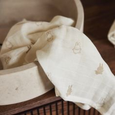 Lot de 3 langes en gaze de coton Happy Miffy Nougat (70 x 70 cm)