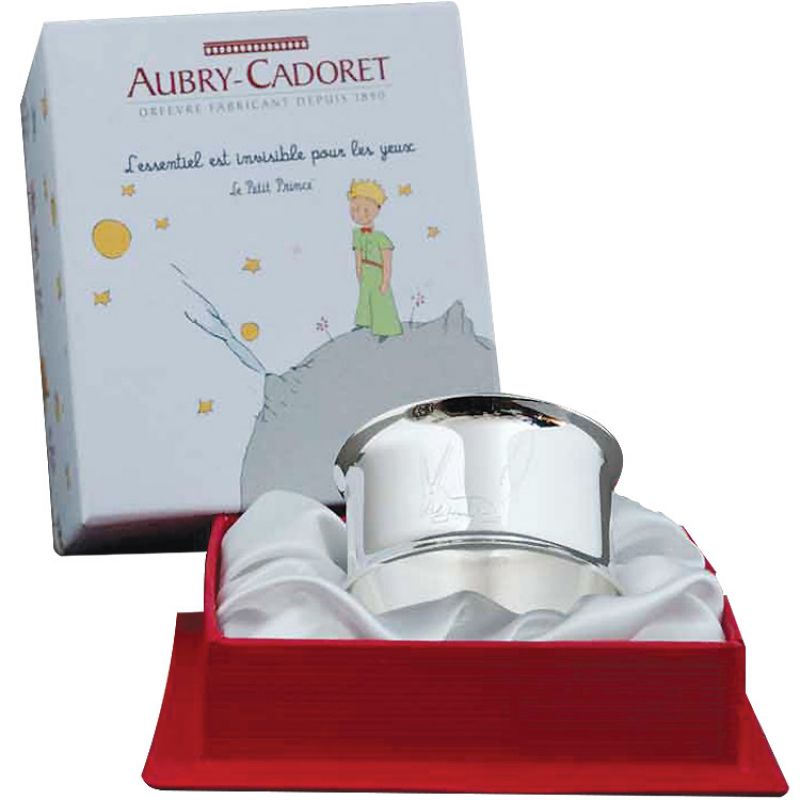 Rond de serviette Le Petit Prince renard personnalisable (métal argenté) Aubry-Cadoret