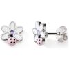 Boucles d'oreilles laquées Fleur-Coccinelle (argent) Baby bijoux Produit 1