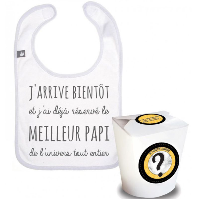 Pochette annonce de grossesse bavoir meilleur papi BB & Co