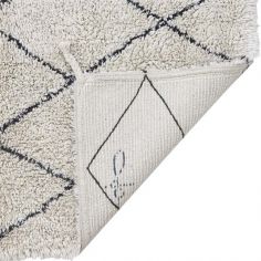 Tapis rectangulaire lavable en coton naturel Mini Bereber noir (70 x 100 cm)