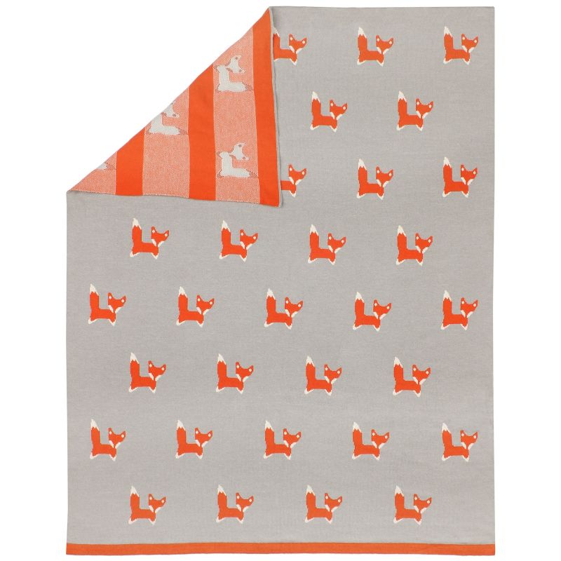 Couverture bébé renard en jacquard de coton (80 x 100 cm) AFKliving
