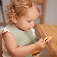 Bavoir silicone imprimé Lièvre vert mousse