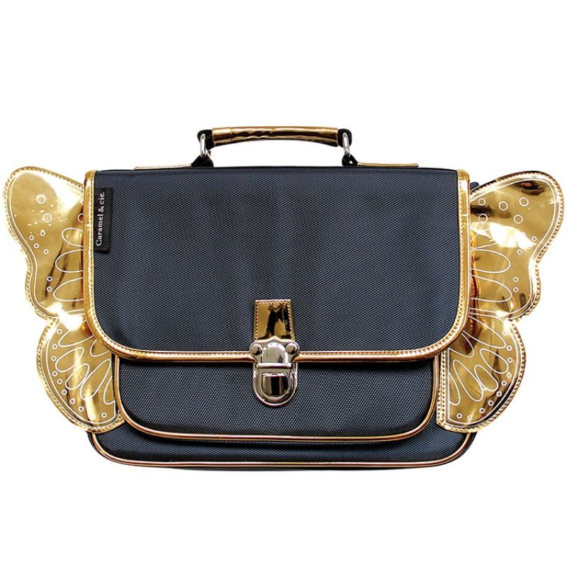 Cartable maternelle Papillon bleu et doré Caramel & Cie