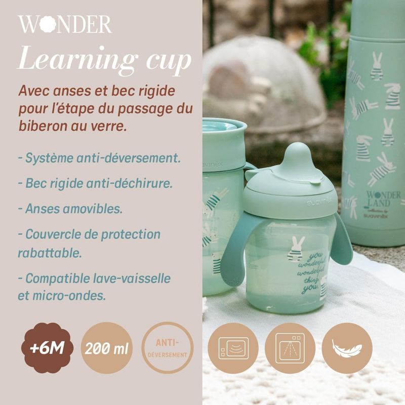 Tasse d'apprentissage Wonderland lapin vert (200 ml) Suavinex Produit 9