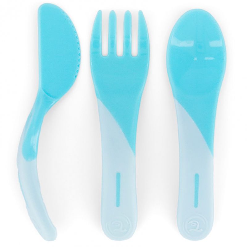 Set de 3 couverts bleu pastel Twistshake