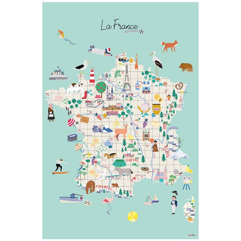 Grande affiche Carte de France (60 x 40 cm) Mimi'lou
