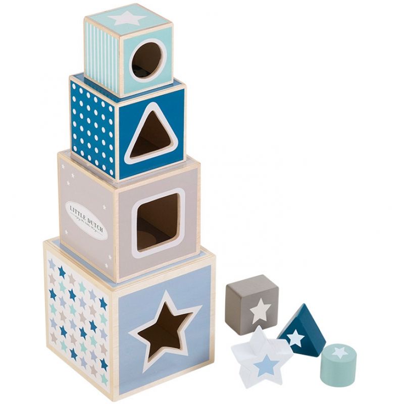 Cubes empilables Mixed Stars Mint (4 cubes) Little Dutch
