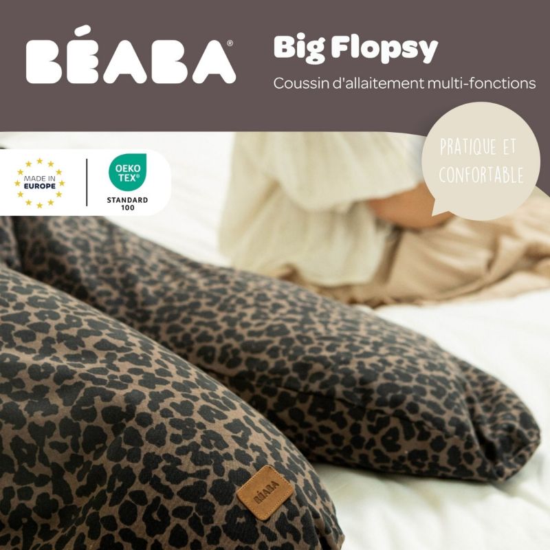 Coussin de grossesse et allaitement Big Flopsy Jersey de coton Léopard Béaba Ambiance 6
