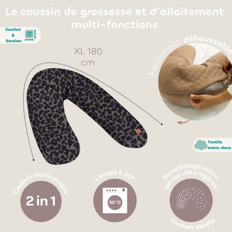 Coussin de grossesse et allaitement Big Flopsy Jersey de coton Léopard Béaba Ambiance 8