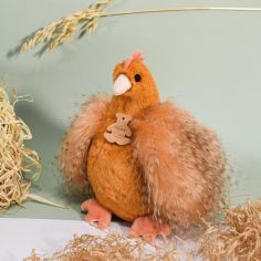 Peluche poule orange Les Poulettes Champêtres Chics (20 cm)