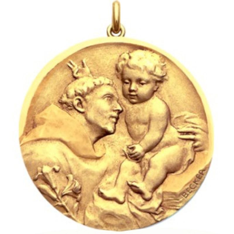 Médaille Saint Antoine de Padoue (or jaune 750°) Becker