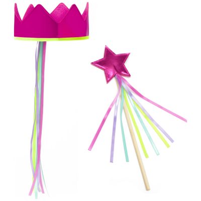 Set couronne et baguette Rose