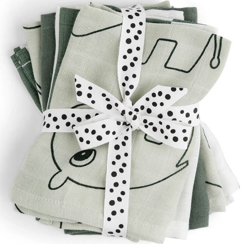 Lot de 5 débarbouillettes en tissu Deer friends Vert (30 x 30 cm) Done by Deer