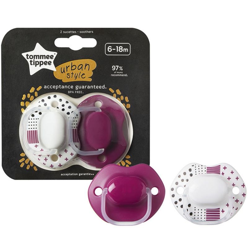 Lot de 2 sucettes anatomiques Closer to nature Urban style (6-18 mois) Tommee Tippee