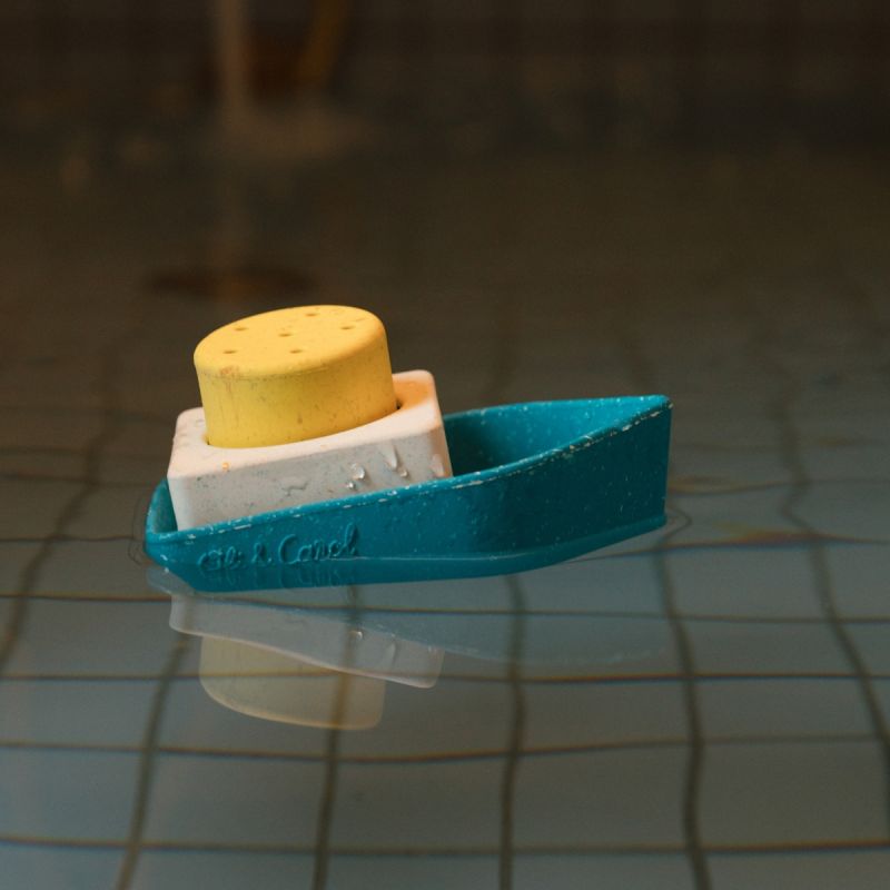 Jouet de bain bateau en caoutchouc jaune Oli & Carol Ambiance 7