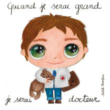 Petit tableau Quand je serai grand je serai docteur (15 x 15 cm)  par Isabelle Kessedjian