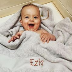 Serviette de bain grise ours personnalisable (50 x 100 cm)