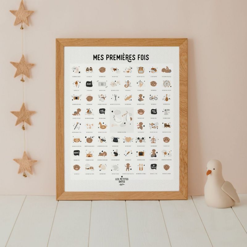 Affiche Mes Premières Fois Peau foncée Maman et Papa (40x50 cm) Les Petites Dates Produit 1