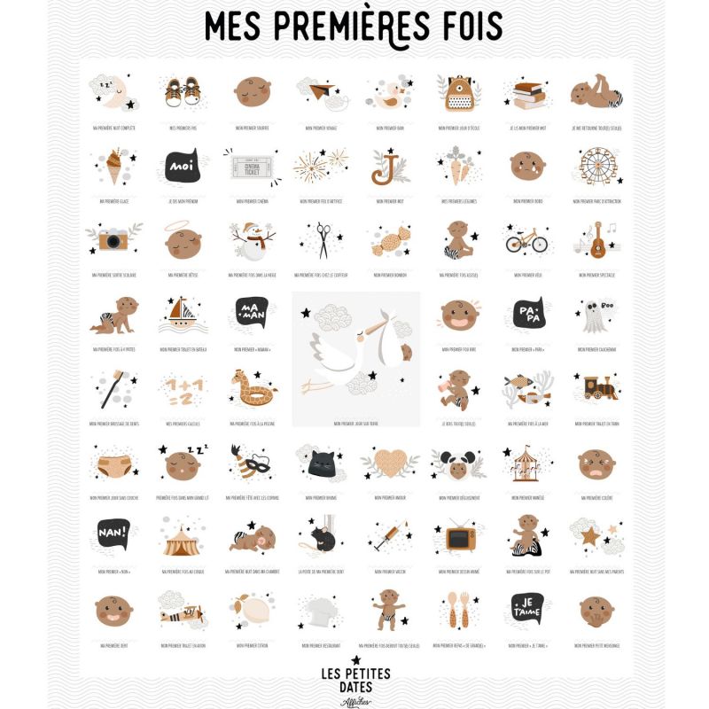 Affiche Mes Premières Fois Peau foncée Maman et Papa (40x50 cm) Les Petites Dates Produit 2